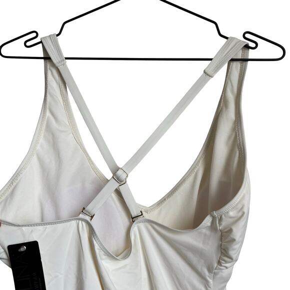 Catalina Off-White Ruched Side Swim Cover-Up Tank Top Size M NWT - Picture 3 of 6